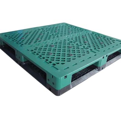 China 1100*1100*150mm Single Faced Single Face Reinforced 6 Runners Heavy Duty Plastic Pallet For Storage Logistics Transportation for sale