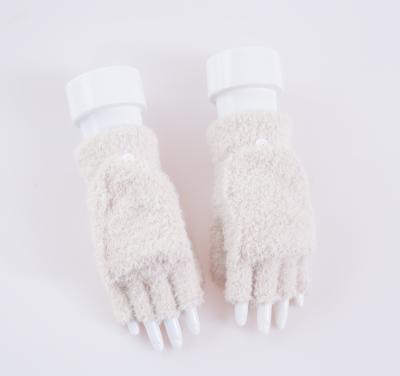 China Comfortable And Soft Womens Plush Fashion Flip Top Half Finger Thermal Gloves Wholesale for sale