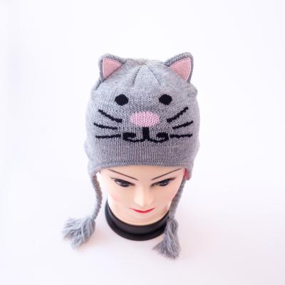 China And soft two-piece set of cozy cute kitten knitted hat scarf hat ear protection autumn and winter fleece hat for sale