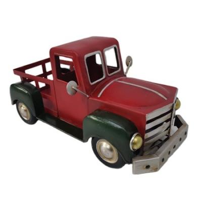 China Red CLASSIC vintage metal truck planter pation garden pot flower stand, car planter pot for sale