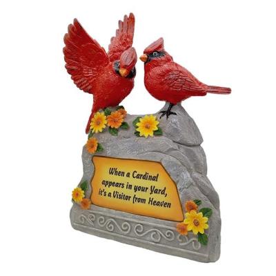 China Worlwide Bird Statues Resin Cardinal Paving Solar Decor Garden Resin Bird Pathway Light for sale