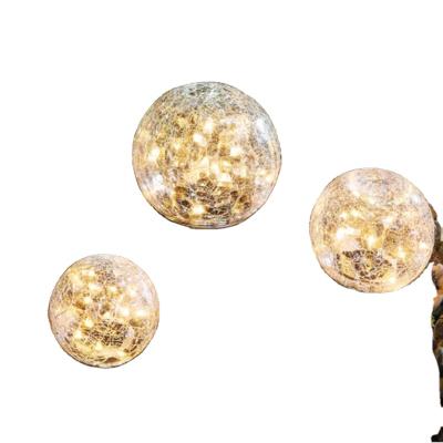 China Solar Yard Garden Lights, Waterproof Warm White LED Cracked Glass Ball for Decor Decorations Pathway Patio Yard Outdoor Lawn for sale