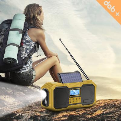 China PORTABLE rechargeable flashlight DAB+/FM radio, emergency radio with hand crank and wireless speaker solar and good quality radio sound for sale