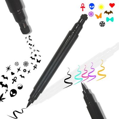 China Waterproof No Logo Multi-shape Double Eyeliner Stamp Double Head Winged Waterproof Eye Liner Waterproof Liquid Stamp for sale