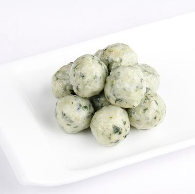 China Spinach flavor sugar free healthy frozen surimi balls for hotpot and soup for sale