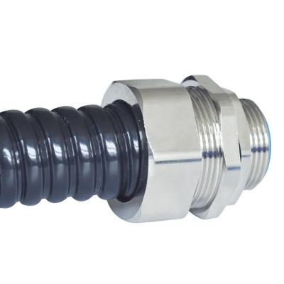 China Brass Nickel Plated Metal Pipe Connector Copper Cable Conduit Connector for sale