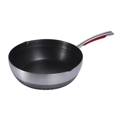 China Factory Direct Stainless Steel Cookware Kitchen Wok Universal Stove Double Sided Viable Honeycomb Non-Stick Frying Pot for sale