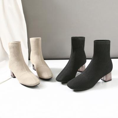 China Size Increasing OEM Fashion Fly Knitted Sock Boots Ankle Boots Winter For Women Boots for sale