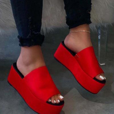 China Wholesale Lady Fashion Slippers Woman Girls Slippers High Quality Low Price Anti-odor Platform Heeled Sandals Shoes for sale