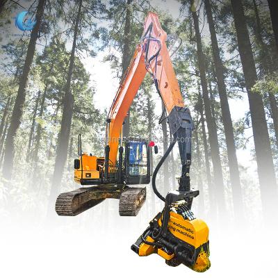 China Cutting Forestry Wood Log Tree Cutter Head Automatic Tree Cutting Machine For Excavator With Grab Log Grab Saw for sale