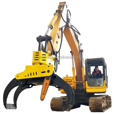 China Farms Forestry Machine Grapple Tree Cutter With Clamping Cylinder Grapple Saw Excavator Attachment for sale