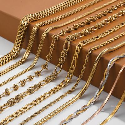 China TRENDY Aesthetic Figaro Link Chain Necklaces Minimalist Stainless Steel Snake Chain Gold plated Choker Necklace for Women Party Jewelry for sale