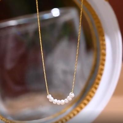 China TRENDY Minimalist Beaded Pearl Choker Necklaces for Women Gold Color Stainless Steel Chain Collar Necklace Fashion Jewelry for sale