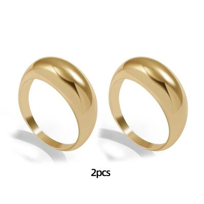 China TRENDY 2pcs Punk Hip-hop Chunky Rings for Women Girls Trendy Geometric Circle Stack Gold Plated Ring Minimalist Party Wedding Jewelry for sale