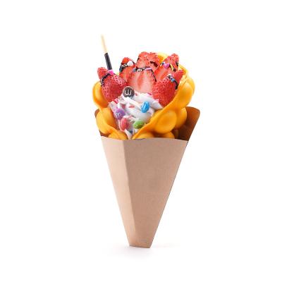 China Recyclable Paper Waffle Ice Cream Holder Pancake Cone Packaging Boxes Pancake Cone For Food for sale