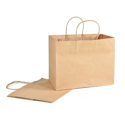 China Custom Recycled Materials KW260 Food Wholesale Delivery Brown Kraft Paper Shopping Packaging Bags With Handle In Stock for sale