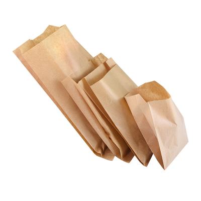 China Recycled Materials Melts Small Food Sandwich Kraft Greaseproof Brown Delivery Paper Bags Takeout Hot Packaging for sale