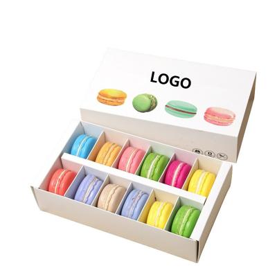 China Recyclable Cheap Wholesale Stock White Custom Food Grade Cardboard 12Packs Macaroons Paper Packaging Boxes for sale