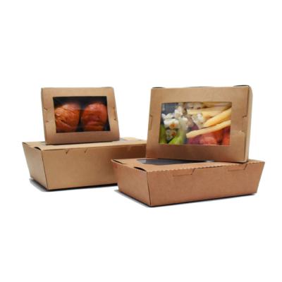 China Factory Brand Recyclable Disposable Paper Packaging Lunch Paper Box Salad Folding Boxes for sale