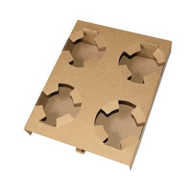 China Milk Tea Cup Holder Coffee Paper Cup Holder Recyclable Takeaway Disposable Corrugated Boba Tea Packaging for sale