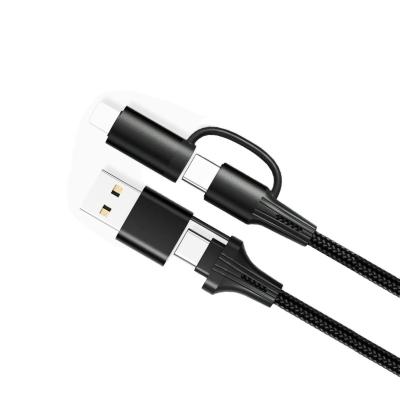 Китай PUJIMAX Mobile Phone Universal 4 In 1 Band Nylon Braided Mobile Phone Cable 8 Pin Charging Type Usb Data Cable Micro Line C Cord продается