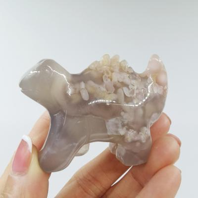 China Europe New Products Natural Agate Dinosaur Crystal Flower Animals For Decoration for sale