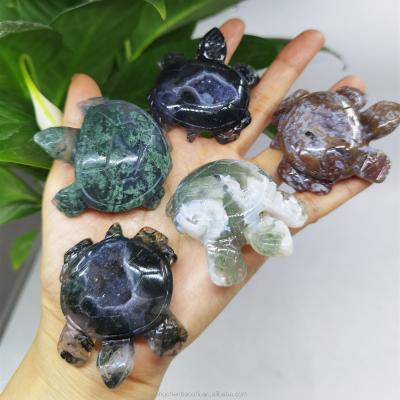 China China High Quality Natural Aquatic Agate Small Turtle Hand-carved Crystal For Decoration for sale