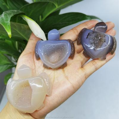 China China Wholesale High Quality Natural Hand Carved Agate Crystal Small Sea Turtle Agate Geode For Sale for sale