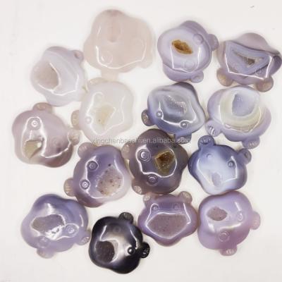 China China Wholesale High Quality Natural Hand Carved Agate Crystal Small Bear Head Agate Geode For Sale for sale