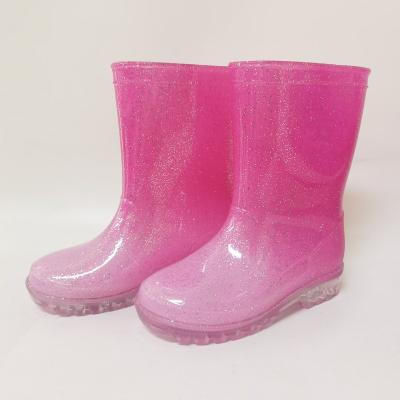 China Waterproof Kids Glitter Rose Grill PVC Waterproof Rain Boots for sale