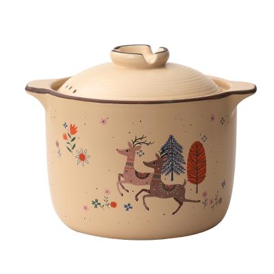 China Gray Quality Assurance Ceramic Saucepan Lightweight Lid Casserole with Good Quality Japanese Style Deerlet Ceramic Casserole for sale