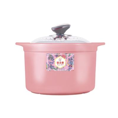 China Morden ROSE Gloss Ceramic Kitchen Cares Cookware Casserole With Glass Lid With High Performance Food Casserole for sale