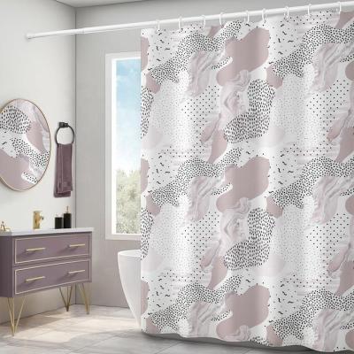 China Stocked Waterproof Portable Digital Printed Bathroom Shower Curtain Set for sale