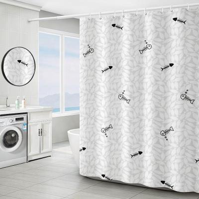 China Late Summer Print Stocked Popular Shower Curtain with Hooks Rings for sale