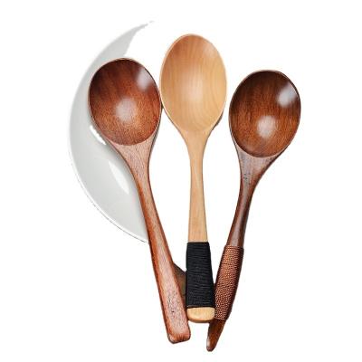 China Factory Supply Viable Wholesale Bulk Cheap Solid Handmade Soup Wooden Spoon for sale