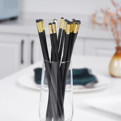 China Viable Wholesale Black Metal Reusable Chinese Eco Alloy Material Chopsticks for sale