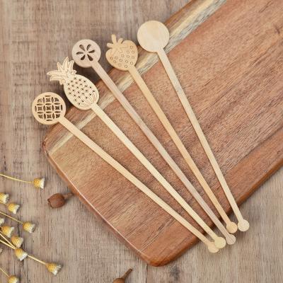 China Eco Friendly Disposable Direct Manufactured Biodegradable Wooden Round End Coffee Stirrers 140mm Bamboo End Coffee Stirrer for sale