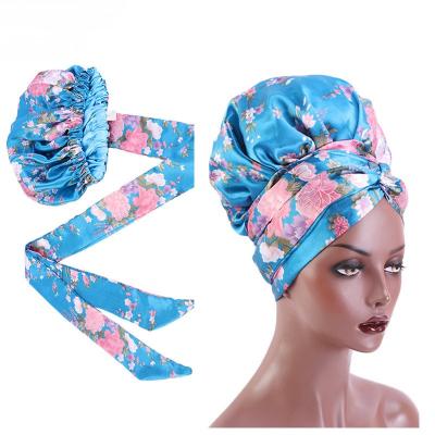 China Eco-Friendly Satin Cowl For Sleeping Women Head Hood Silk African Print Head Scarf Cowl Wrap For Long Curly Natural Hair Braids Satin Cowl for sale