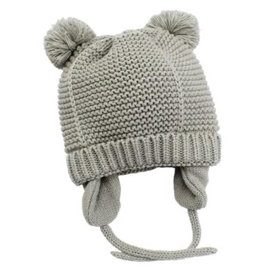 China COMMON Baby Beanie Hat Warm Fleece 0-6 Months Winter Gray Cute Bear Knit Toddler Girls Earflap Soft Warm Winter Autumn for sale