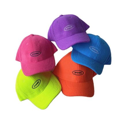 China COMMON Candy Colors Lovely Lamb Wool Fleece Baseball Caps Casual Hats Cute Outdoor Sports Warm Hat For Kids Children for sale