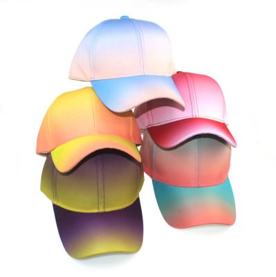 China New Design JOINT Logo 6 Panel Tie Dye Gradient Gradient Baseball Cap High Quality Custom Colorful Hat for sale