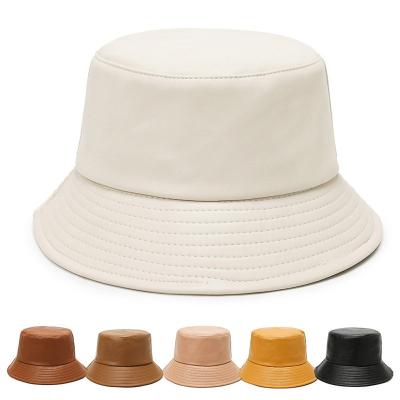 China Wholesale Embroidered Popular Women's Embroidered Women's Custom PU Leather Faux Leather Lady Body Bucket Bucket Hat Cap Hats for sale