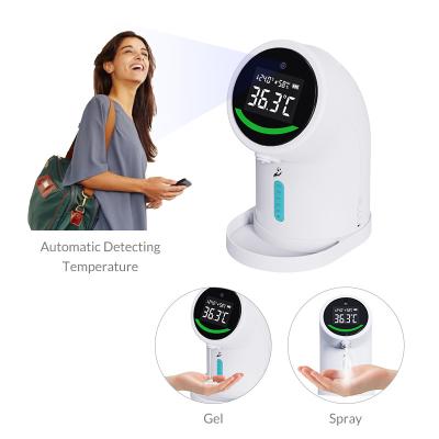 China High End Eco-friendly 2 in1 Touch Non Touch LCD Display Temperature Humidity Sanitizer Alcohol Vending Machine with Thermometer for sale