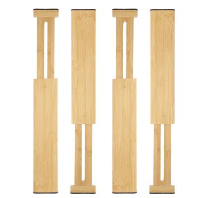 China Viable Organizer Bedroom Bathroom Dresser Dividers Set 6 Adjustable Cutlery Drawer Bamboo Dividers for sale