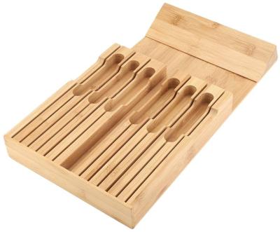 China Bamboo Kitchen Knife Block In-Drawer Knife Guard Viable Holder Storage Organizer 12 Knives for sale