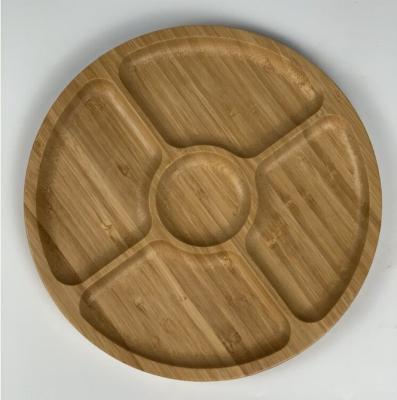 China Wooden Appetizer Dish Viable Wooden Cheese Compartment Biscuit Dessert Serving Tray Tray Chip And Dip Dish Section Dishes for sale