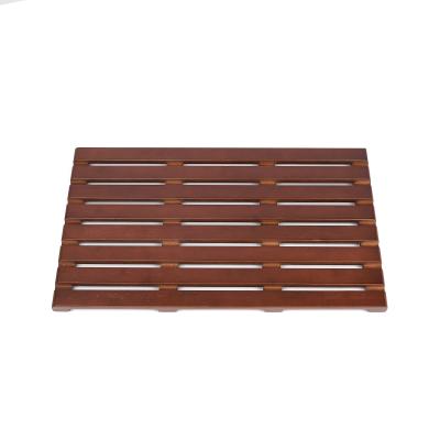 China Wooden Shower Mat Bamboo Bathroom Floor Mat Sustainable Non-Slip Bathroom Bath Mat for sale