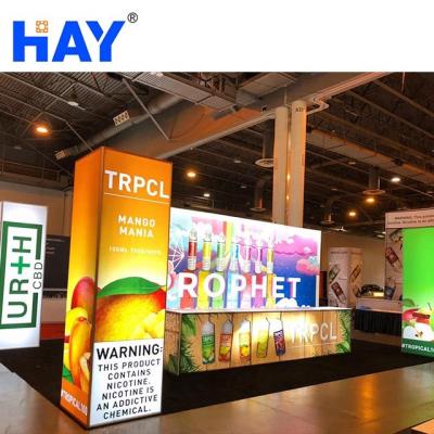 China Hot Sale Trade Show Portable Aluminum Free Double Sided Led Backlit Fair Tension Fabric Display From China for sale