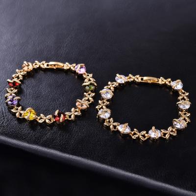 China New Fashion Design Wholesale CLASSIC Dubai 18k Gold Plated Zircon Jewelry Bracelet For Women Girls for sale