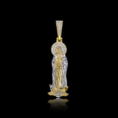 China Hiphop Hip Hop Jewelry Brass Iced Out Diamond Bling Finish Virgin Mary Pendant for sale